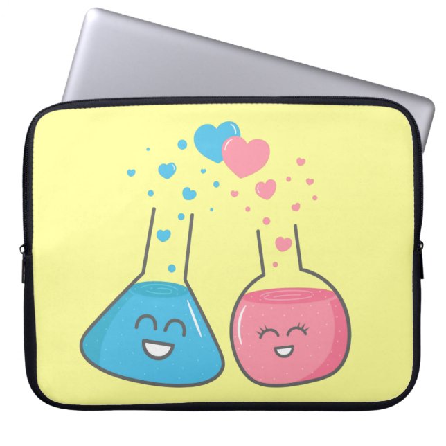 Söta flaskor i kärlek, vi har kemi laptop sleeve (Framsidan)