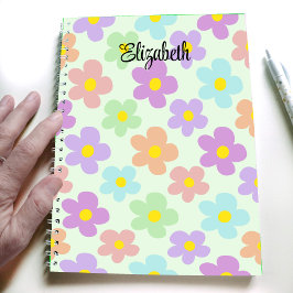 Söta flerfärgade retro-daisy-flickiga dagboksblad anteckningsbok