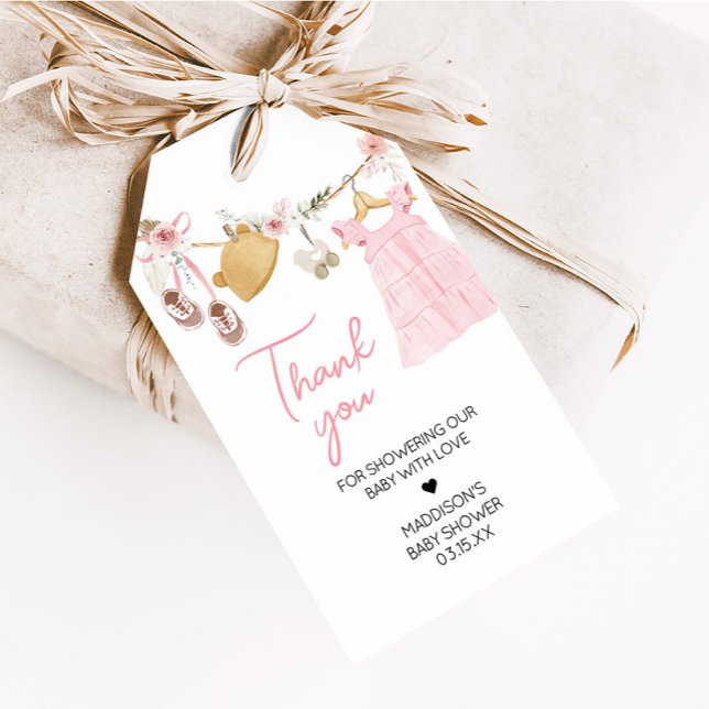 Söta Flicka Boho-kläder - favoritmärken Presentetikett (Boho Clothes Sweet Baby Girl Baby Shower Favor Tags)