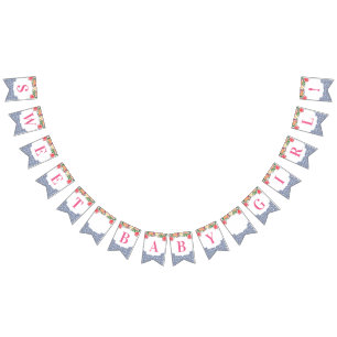 Söta Flicka Citrus Spain Tiles Baby Shower Vimplar