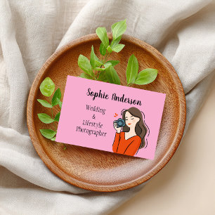 Söta flickfotograf som är ritad med målningsföreta visitkort