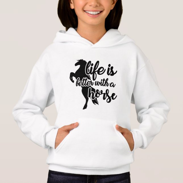 Söta flickhästar älskar livet ord art Hoodie T Shirt (Framsida)