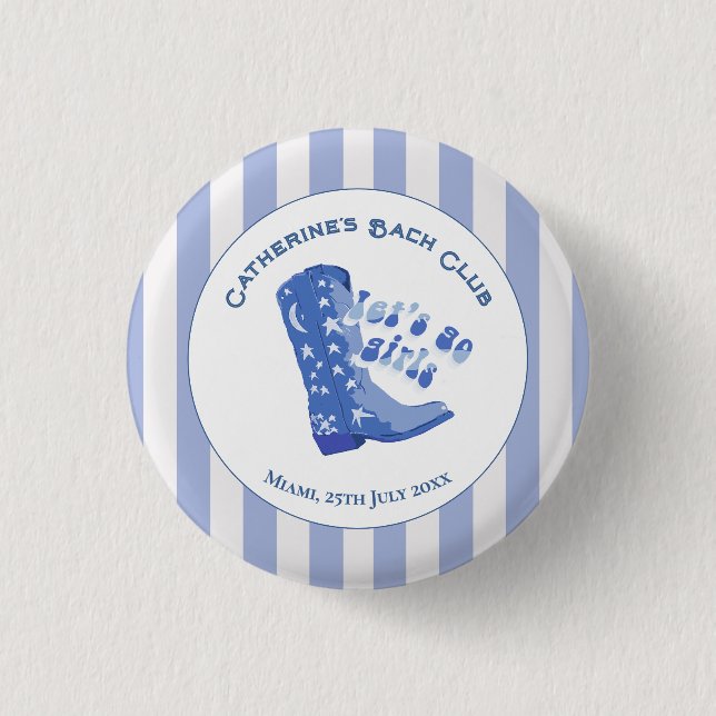 Söta flickiga blå cowgirl-stövlar med rand knapp (Framsida)