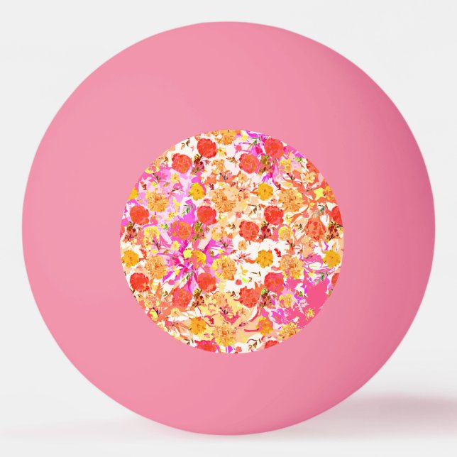 Söta flickiga blommönster pingisboll (Framsidan)