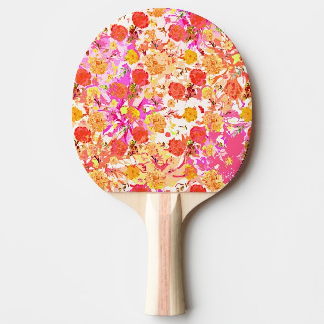 Söta flickiga blommönster pingisracket (Framsidan)