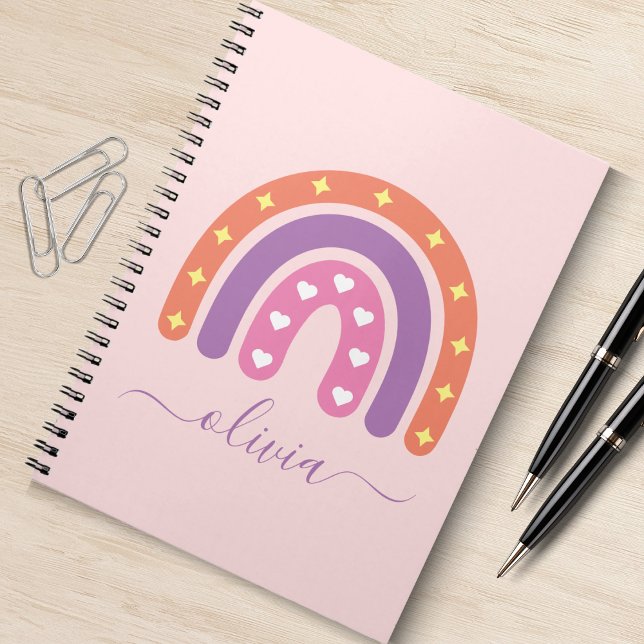 Söta Flickor Boho Regnbåge Namn Anteckningsbok (boho rainbow spiral notebook)