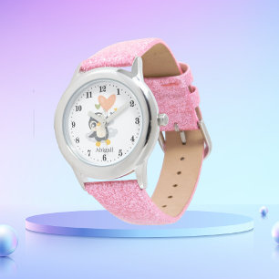 Söta flickor Pingguin älskare lägg till namn Armbandsur
