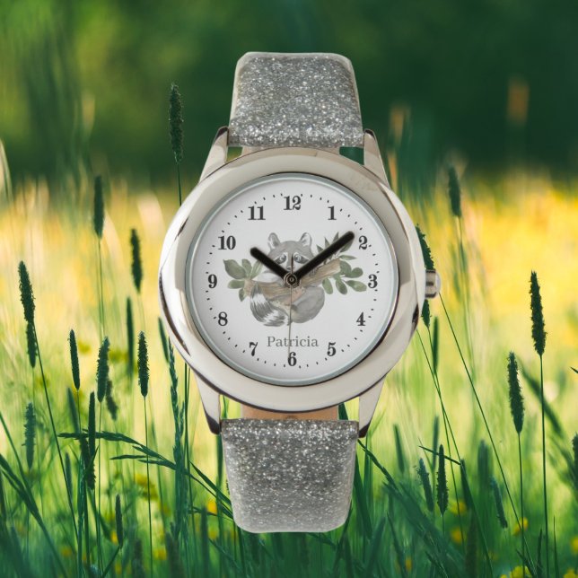 Söta flickor raccoon älskare add namn armbandsur (Skapare uppladdad)