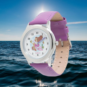Söta flickor sjöjungfru älskare lägg till namn armbandsur