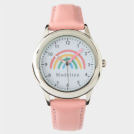 Söta flickor Whimsical Pastell Rosa Regnbåge Barn Armbandsur