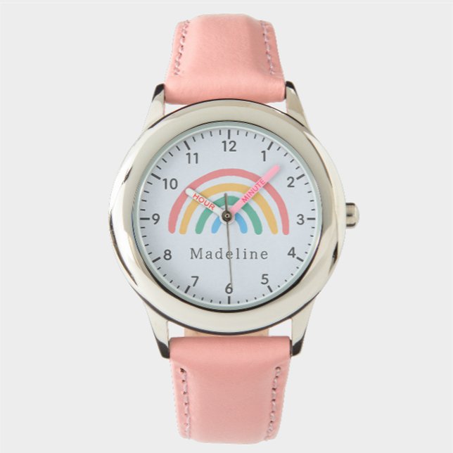Söta flickor Whimsical Pastell Rosa Regnbåge Barn Armbandsur (Skapare uppladdad)