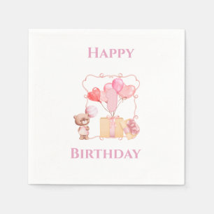 Söta flickors 1-årsdag pappersservett