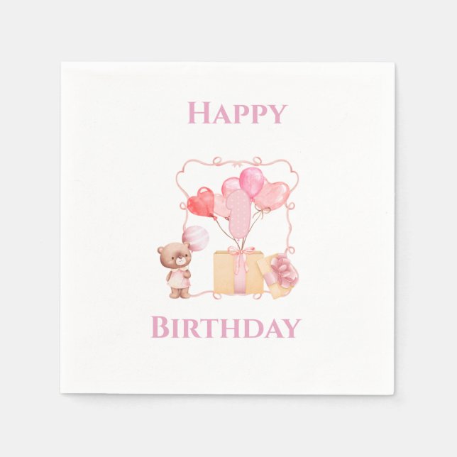 Söta flickors 1-årsdag pappersservett (Framsidan)