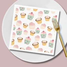 Söta flickors födelsedagsmönster för cupcakes pappersservett