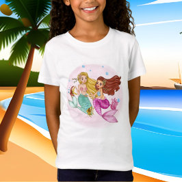 Söta flickors sjöjungfru strand T-Shirt