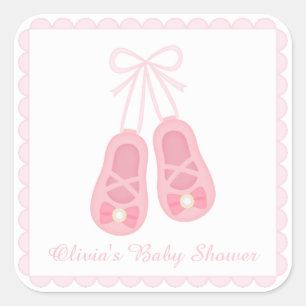 Söta flickskor Ballerina Baby Shower Etiketter