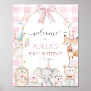 Söta födelsedagsdjur Kul att fylla 1 Pink Poster
