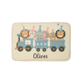 Söta födelsedagsdjur på tåg Personligt Badrumsmatta