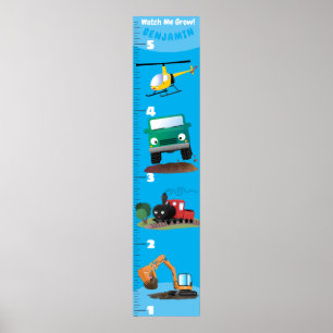 Söta fordon tecknad tillväxtdiagram poster
