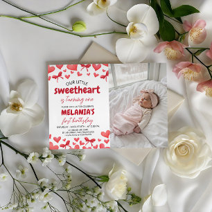 Söta Första Födelsedagsinbjudan med Foto Inbjudningar