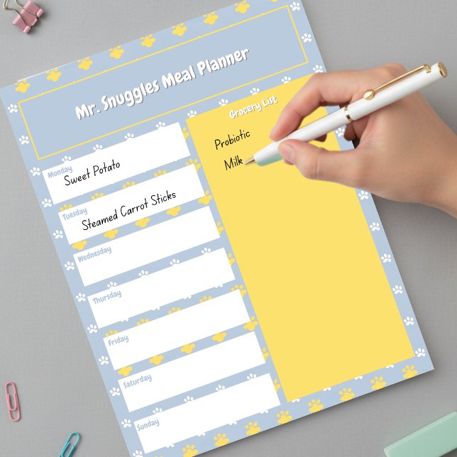 Söta Fotavtryck | Måltidsplanerare Anteckningsblock (Cute Paw Print _ Meal Planner  Notepad )