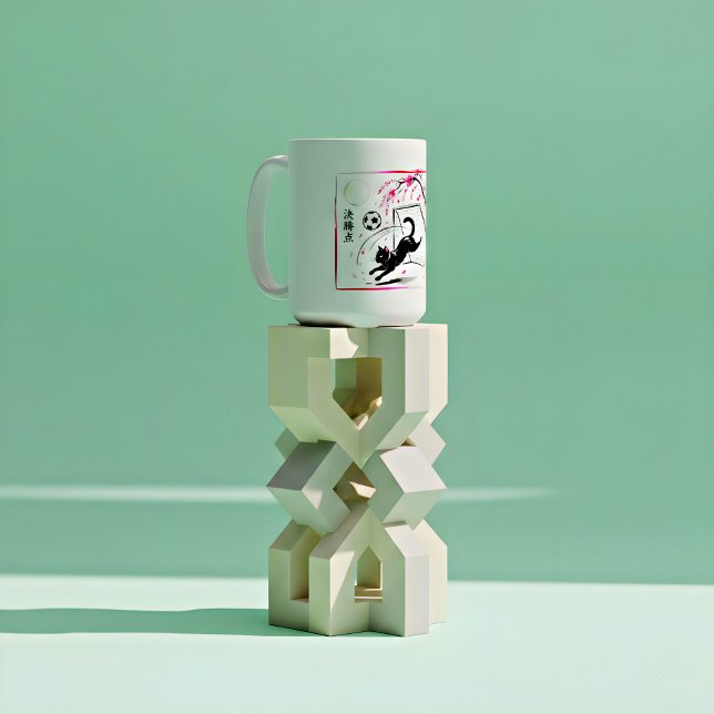 Söta fotbollskatt-mål present för unga idrottare kaffemugg (Skapare uppladdad)