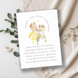 Söta fötter gula blommiga böcker för baby shower tilläggskort