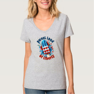 Söta frihetens land Fosterländska isstickor Kvinno T Shirt