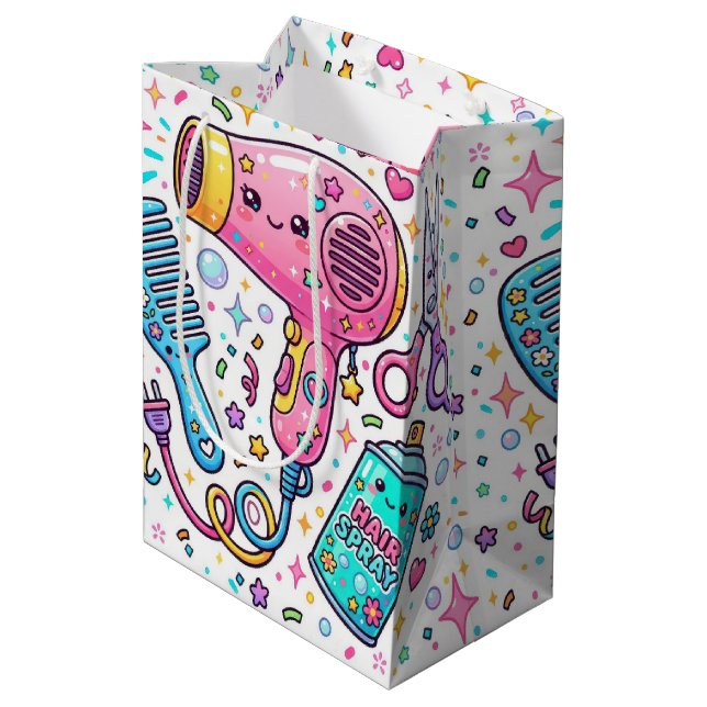 Söta frisörverktyg i Kawaii konststil (Baksidan Vinklad)