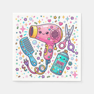 Söta frisörverktyg i Kawaii konststil Pappersservett