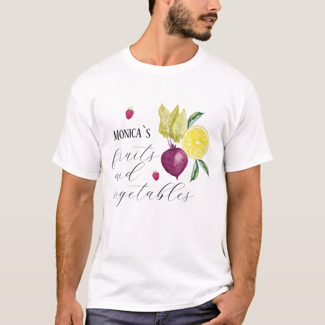 Söta frukter och grönsaker med monogram t shirt (Framsida)