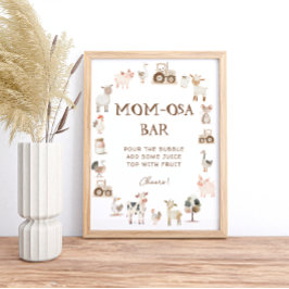 Söta Gårdsdjur Ladugård Baby Shower Mom-osa Bar Poster