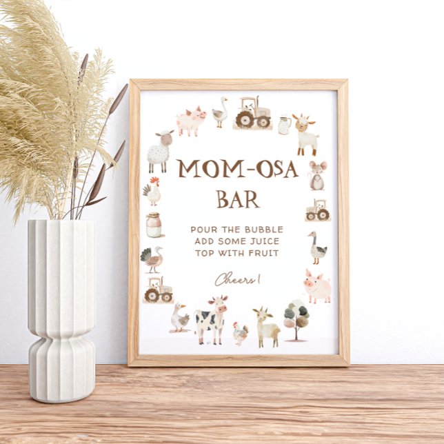 Söta Gårdsdjur Ladugård Baby Shower Mom-osa Bar Poster (Skapare uppladdad)