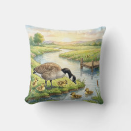 Söta gås och bebisar Flod- och sjö djur Kudde