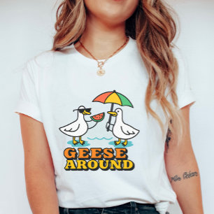 Söta gäss runt omkring; Rolig sommar gås T Shirt
