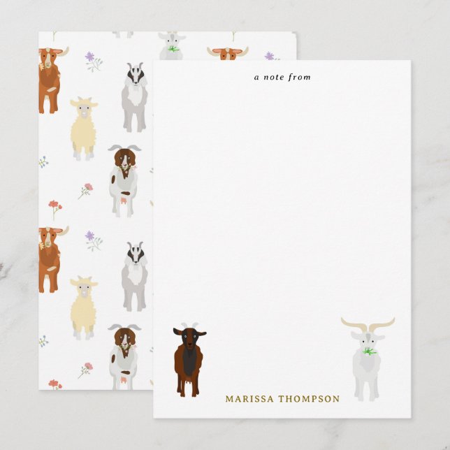 Söta getfarmdjur anteckningskort (Fram/baksida)
