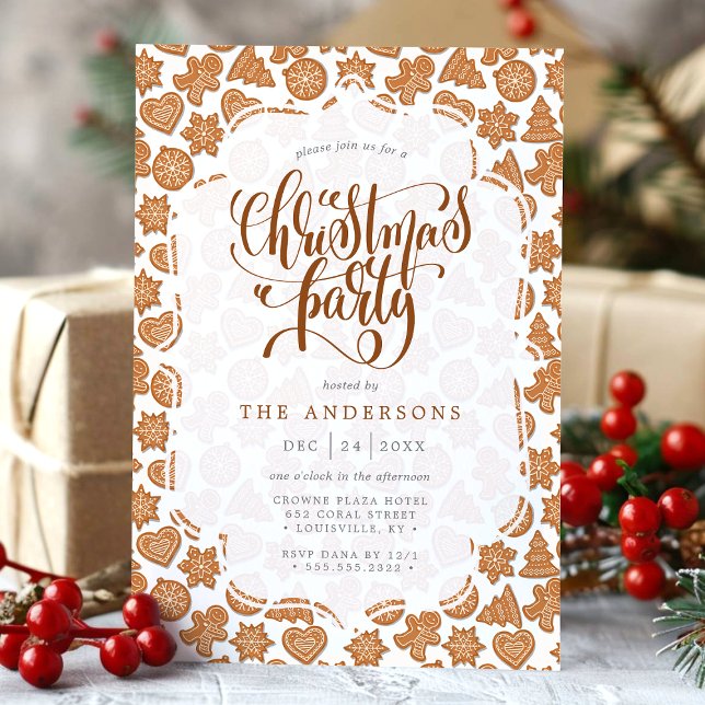 Söta Gingerbread Man-kakor Julfest Inbjudningar (Skapare uppladdad)