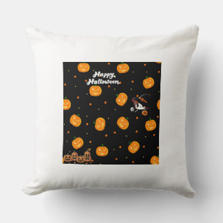Söta Glad Halloween-pumpor och häxkuddfäll Kudde