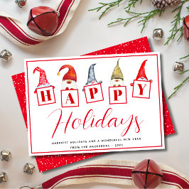 Söta Glad Jul Tomte Skyltar Röd Julkort