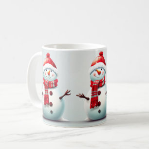 Söta glada barn vinter snöman kaffemugg