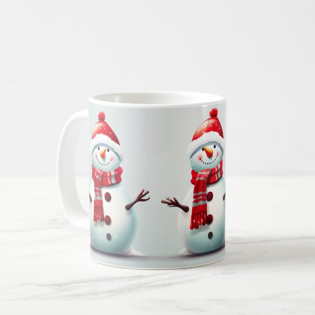 Söta glada barn vinter snöman kaffemugg (Framsida vänster)