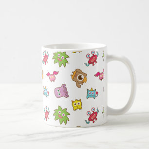 Söta Glada Färgglada Små Monster Mönster Kaffemugg