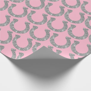 Söta glamourösa hästsko silver rosa glitter presentpapper