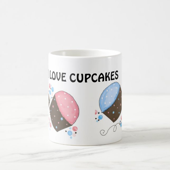 Söta glassade cupcakes med text kaffemugg (Center)