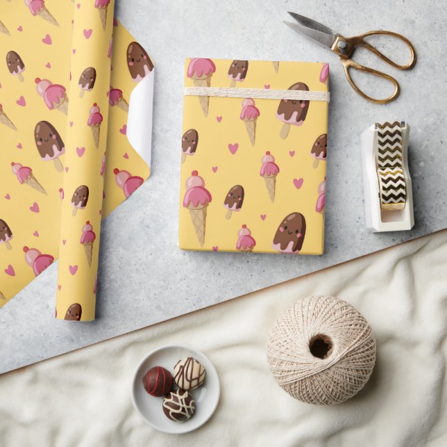 Söta glassdesserter presentpapper (Hantverk)