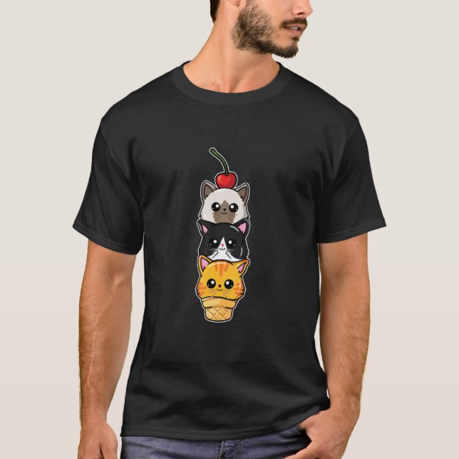 Söta glasskattungar   Katt T Shirt (Framsida)