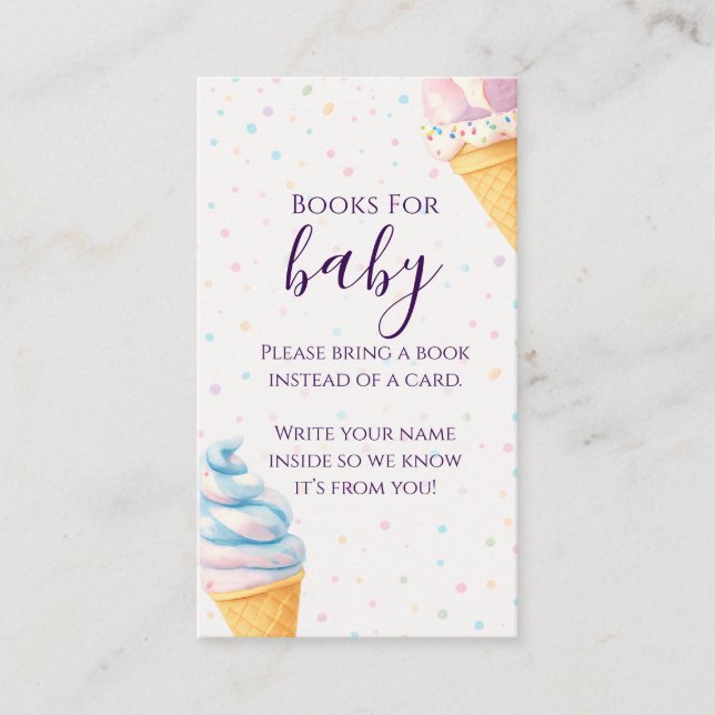 Söta Glassprydnadsböcker för Baby Shower Tilläggskort (Framsida)