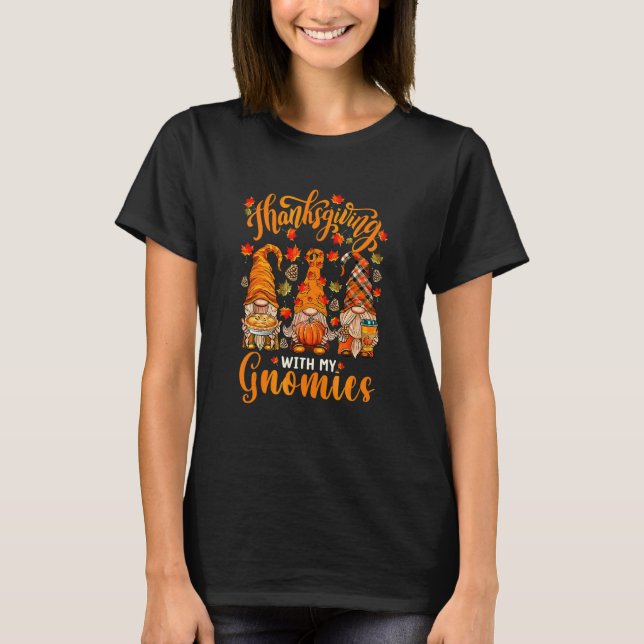 Söta Gnomer Med Pumpkin Spice Höst Höst Alla T Shirt (Framsida)