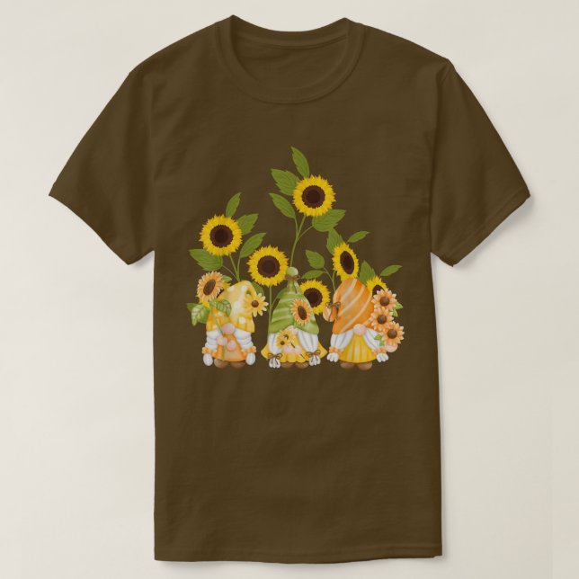 Söta gnomer solrosträdgård Kvinnor Sommar T-Shir T Shirt (Design framsida)