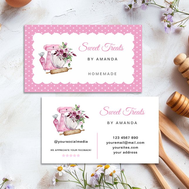 Söta gods bageri rosa visitkort (Skapare uppladdad)